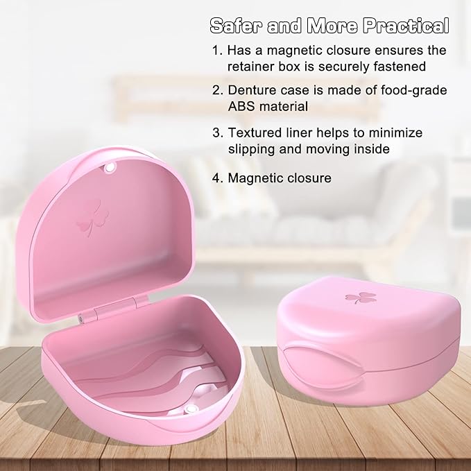 ARGOMAX 2-Pack Slim Aligner and Retainer Case, Portable Orthodontic Storage Container for Mouth Guards and Night Guards, Pink