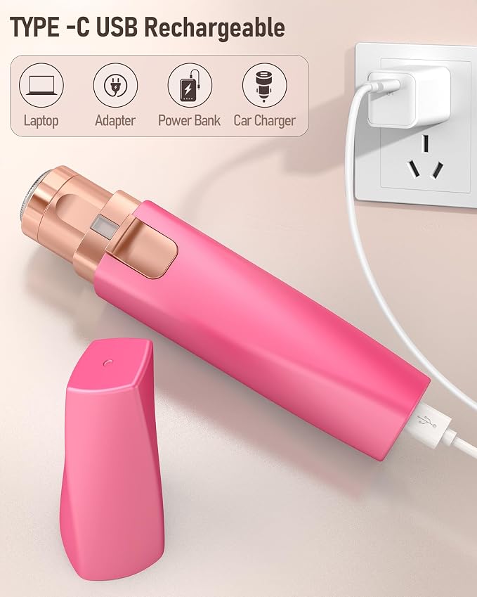 Eyebrow Trimmer Facial Hair Removal for Women: 2 in 1 Rechargeable Facial Hair Remover & Eyebrow Razor, Electric Painless Face Shaver for Women with LED Light for Eye brow, Lips & Face