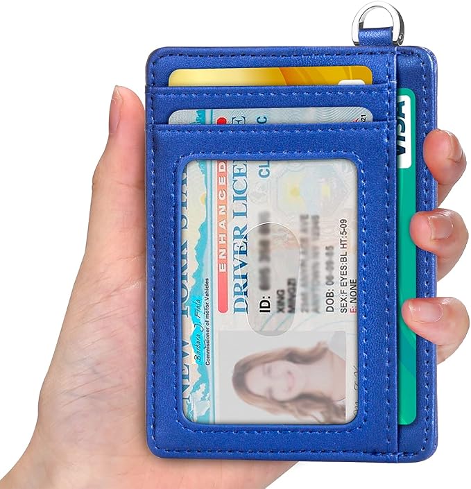 Slim Minimalist Front Pocket Wallet, RFID Blocking Credit Card Holder Wallet with Detachable D-Shackle for Men Women