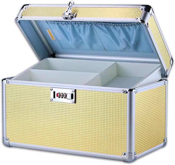 Medicine Lock Box with Code, Secure Multipurpose Locking Box | Portable Combination Storage Lockbox, Childproof Medication Organizer Case, Portable First AidBox with Removable Utility Tray