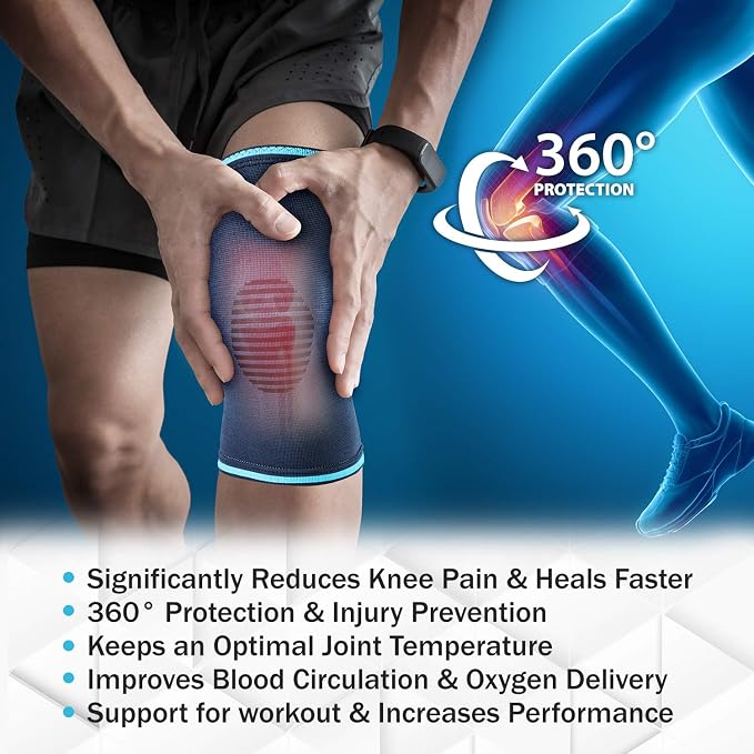 Powerlix Compression Knee Sleeve for Women & Men, Medical Knee Brace for Arthritis, Knee Pain Relief, Meniscus Tear, Injury Recovery, Knee Support, Workout Protection,Running, All Sports (Blue, Small)