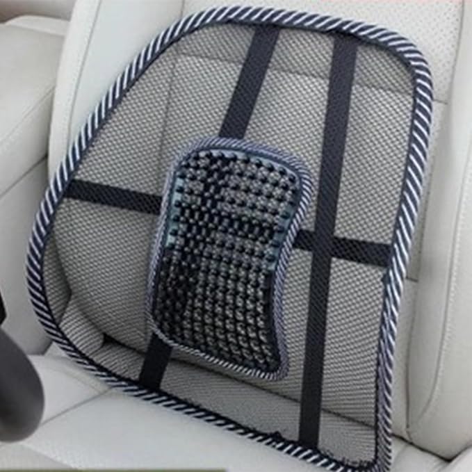 Lumbar Support for Chair 8 x 12 Inches Car Mesh Back Support with Massage Beads Ergonomic Designed Breathable Lumbar Back for Office Chair (Black, One Size)
