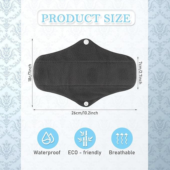 PHOGARY 7 Pcs Reusable Menstrual Pads, Reusable Sanitary Pads for Women, Washable Overnight Cloth Menstrual Pad Heavy Flow with Wet Bag