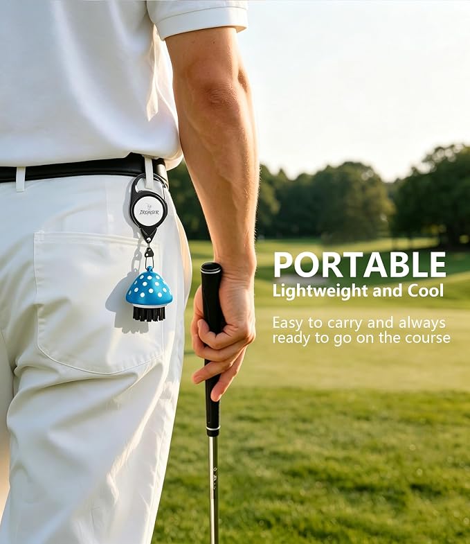 Mini Golf Club Brush Cleaner with Retractable Clip, Cool Golf Accessories for Men/Women Golf Stuff Golf Gadgets Unique Golf Golf Gifts for Men
