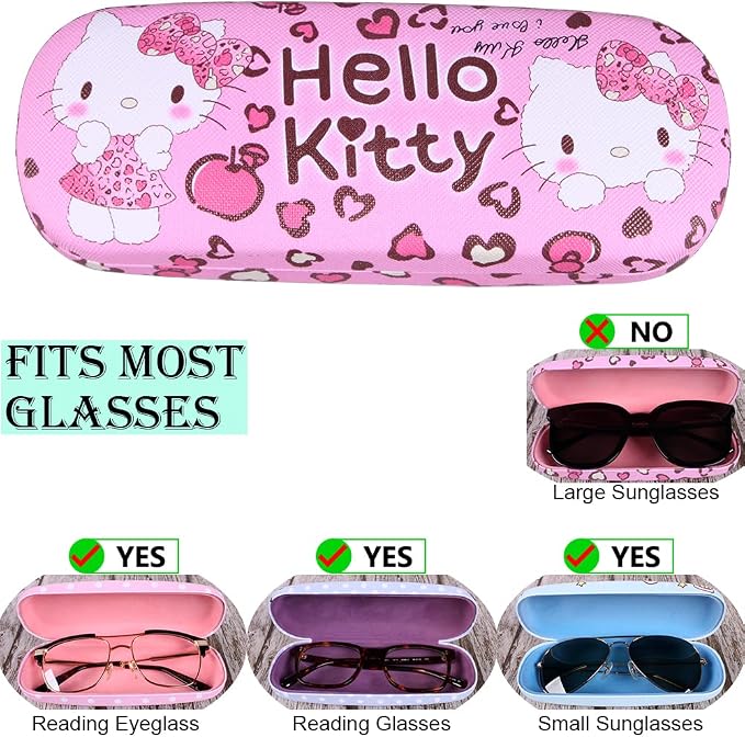 ADBGV Cute Stylish Hard Shell Eyeglasses Cases Protective Case Storage Box With Glasses Cloth Eyeglass Strap for Girl Teen
