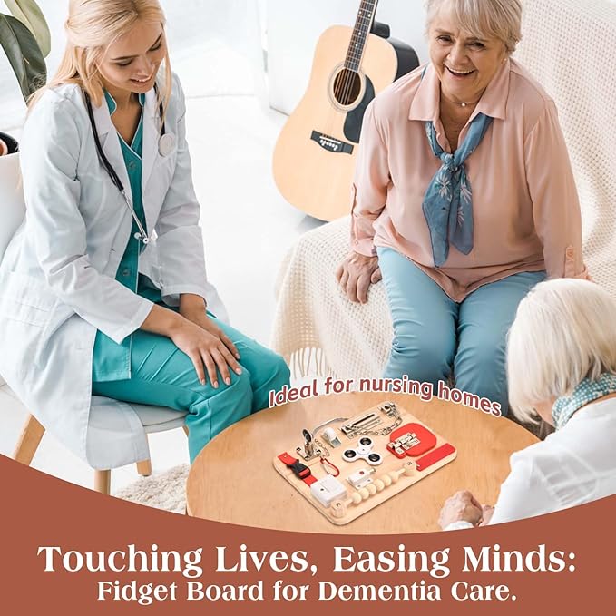 Fidget Board for Dementia Patients-Activities for Seniors-Alzheimers Products for Elderly-Memory Games for Autism Adult-Dementia Gadgets-Sensory ADHD Toys-Gift for Seniors-Anxiety Relief Items