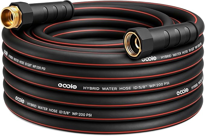 Heavy Duty Garden Hose 25ft, NON-EXPANDABLE Flexible Water Hose, Kink Resistant Lightweight Hybrid Hose, Leakproof Hose Male to Female Fittings