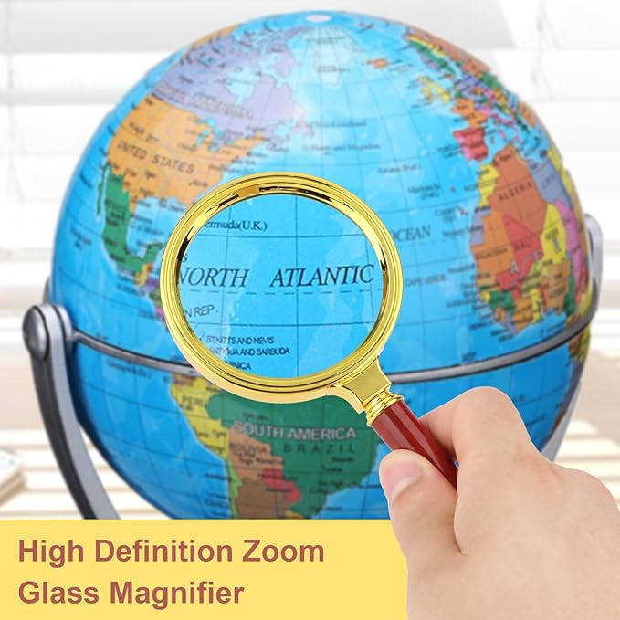 Rongon Handheld Magnifying Glass, 7X Reading Magnifier with Cleaning Cloth, 80MM Lens Antique Magnifying Loupe for Seniors Hand Lens for ‌Book Reading‌ Insect and Hobby Observation