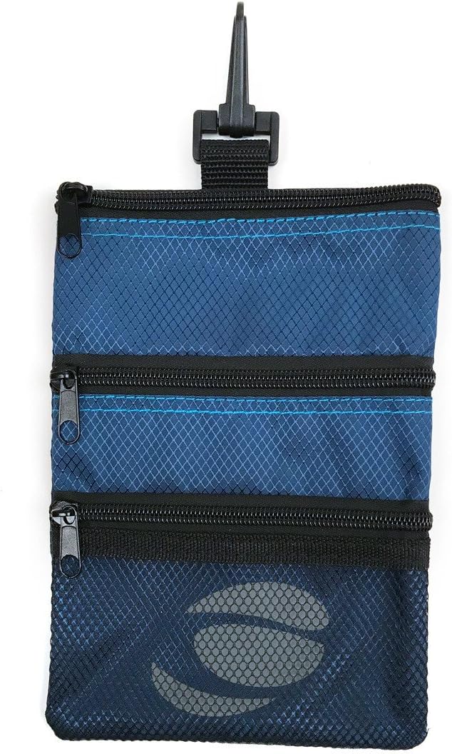 Orlimar Detachable Golf Accessory Pouch, 3 Zippered Pockets for Valuables and Golf Accessories, Clips to Your Golf Bag for Extra Storage and Easy Access.