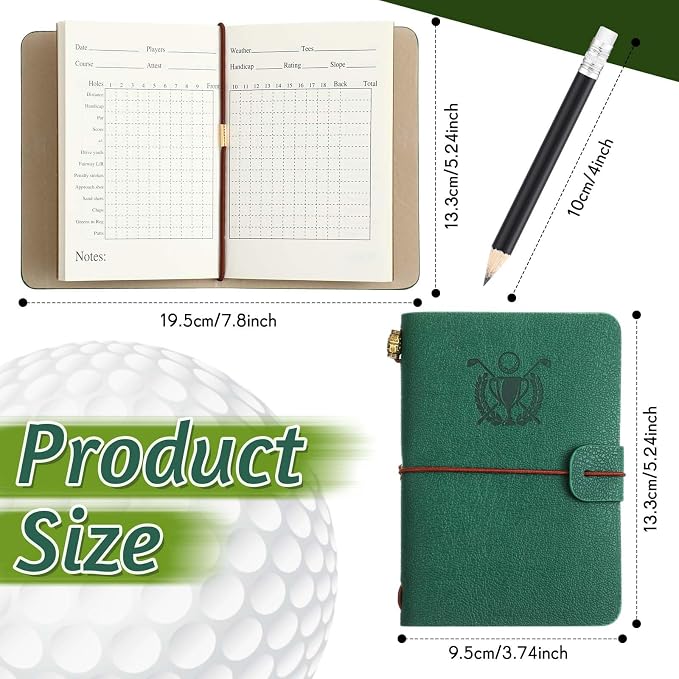 Yexiya Golf Scorecard Book with Pencil, Leather Golf Journal Scorecard Holder Accessories Notebook Log Pocket Score Cart Book Gift for Men Golfers, Sports and Outdoor Club Accessories