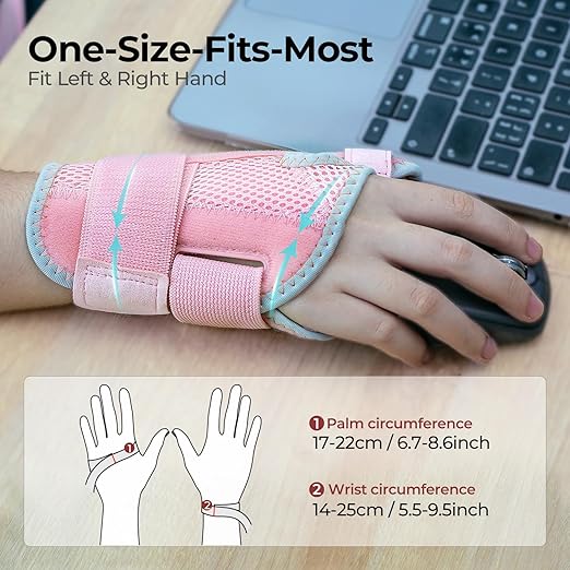 New Upgraded Thumb Splint for Right & Left Hand, Reversible Thumb Brace for Arthritis Pain and Support, Thumb Stabilizer for Sprains, Tendonitis Relief, One Size Fits Any Hand (Pink)