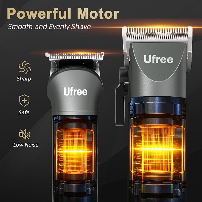 Ufree Hair Clippers for Men, Cordless Beard Trimmer, Grooming Kit, Gray | T-Blade, 6500RPM, 1-22mm Adjustable Comb, Type-C, 180min Runtime, for Beard, Stubble, Nose and Crisp Edges, Men Gift