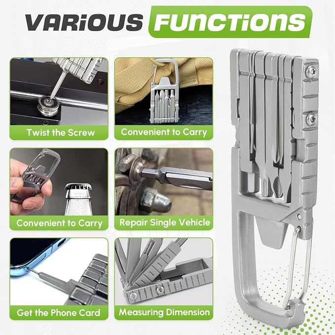 2 Pack 12 in 1 Keychain Multitool Screwdriver Bit Folding Multi Tool Bottle Opener Portable Pocket Tool for Outdoors Camping