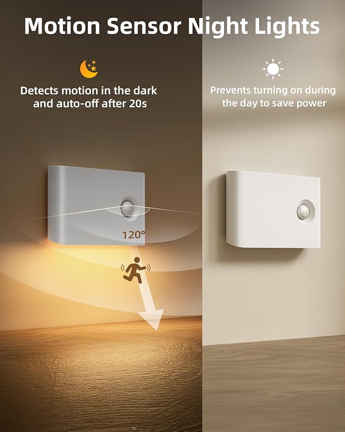 EZVALO 6 Pack Motion Sensor Night Lights with Charging Station, Sync LED Stair Lights Indoor, 1500mAh Rechargeable, Magnetic & Dimmable, 3000K Soft White, Portable Nightlight for Hallway, Stairs