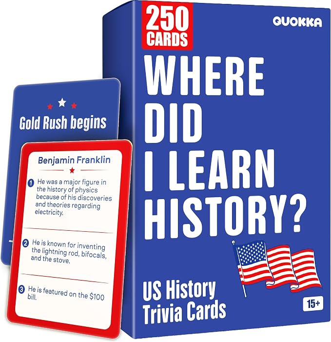 Quokka Trivia Game for Families - Fun Educational Trivia Cards | Where Did I Learn History - 250 Double-Sided History Cards, Chronology Card Game and Famous Figure Guessing for Adult Age 15+