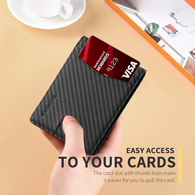 RUNBOX Wallet for Men -Slim Rfid Leather Mens Bifold Novelty Wallets 2 ID Window With Gift Box Men's Accessories | Minimalist Front Pocket Design, Holds 15 Cards, Large Capacity with Cash Pocket,Compact and Thin, Birthday Gifts for Men