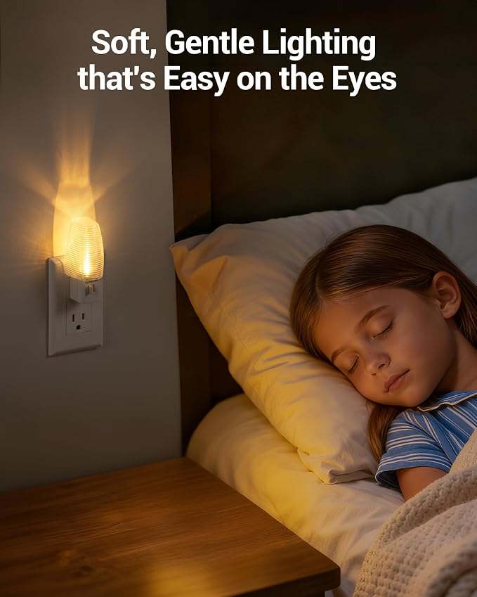 DEWENWILS Plug in Night Light with Switch, Manual ON Off LED Nightlight for Kids, Nursery, Bedroom, Bathroom, Hallway, Stairways, Corridor, Garage, Warm White, 4 Pack