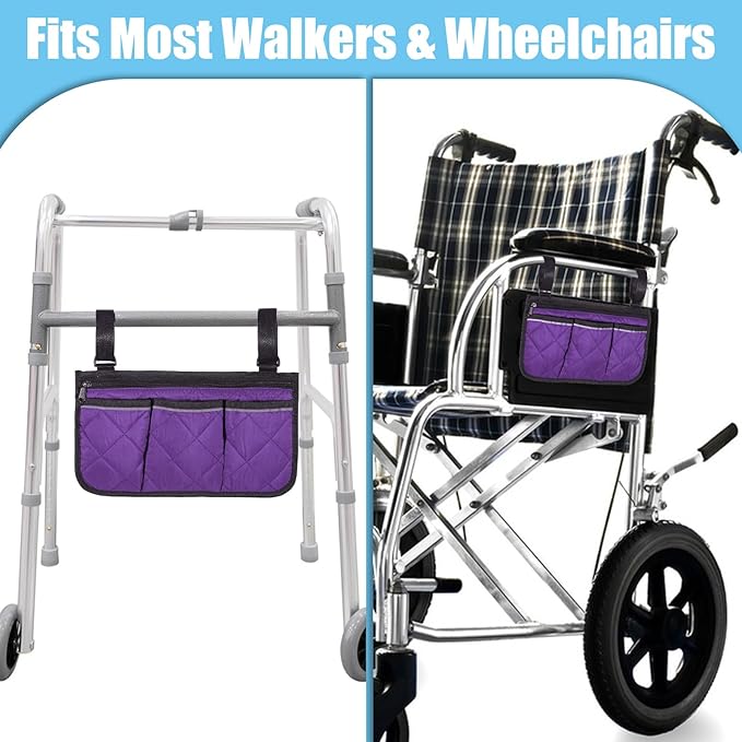 YBEATY Walker Bag Basket with Reflective Strips Walkers Rollator Organizer Carry Storage Pouch Wheel Chair Folding Basket Lightweight Large Capacity Organizer for Seniors Elderly Rollator Accessories