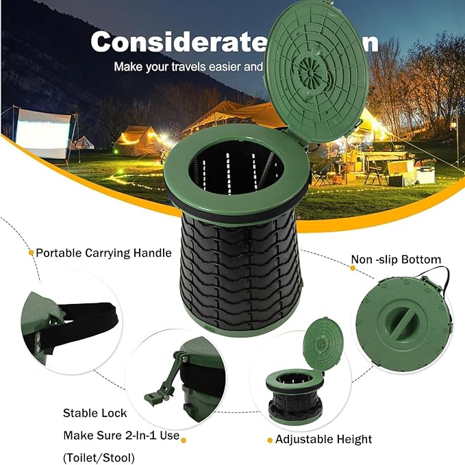 ALEVMOOM Upgrade XXL-19.7" Portable Toilet for Adults Travel Toilet Extra Large with 880lbs Load Capacity Porta Potty for Adults Kids with Lid, Adjustable Height Camping Toilets with Carry Bag