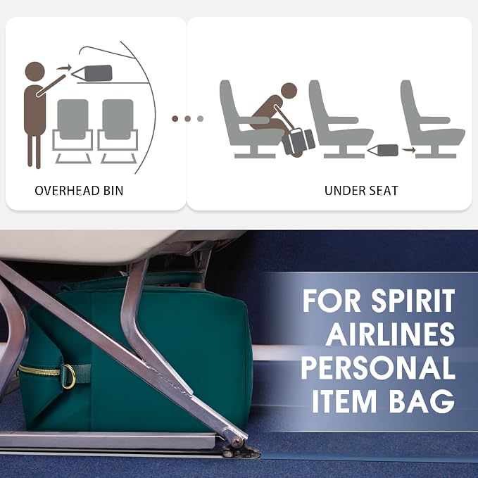 WANDF For Spirit Airlines Personal Item Bag 18x14x8 Underseat with Wet Pocket & Shoe Compartment & Tsa Approved Toiletry Bag