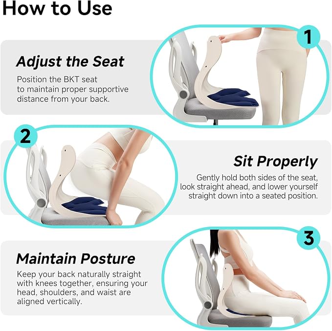 BKT Ergonomic Seat Cushion - Lumbar Support Pillow for Office Chair & Floor | Premium upgraded materials for long sitting. Comfort for students, nursing mothers, office workers and outdoor fishing trips