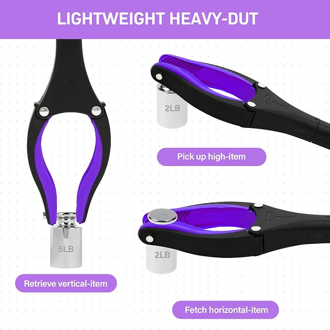 Grabber Reacher Tool - 32” Reacher Grabber Tool with Strong Magnetic and Swivel Head - Heavy Duty Pick Up Stick Grabbers for Seniors, Trash, Surgery Recovery Must Haves Gifts(Purple)