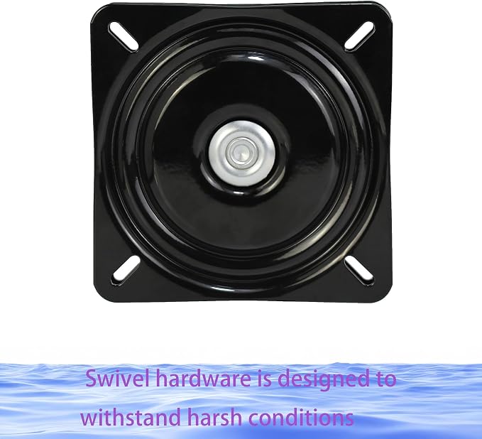 2Pcs 6" 360-Degree Boat Seat Swivel, Flat Boat Pedestal Base, Heavy Duty Marine Boat Seat Mount Replacement, Black
