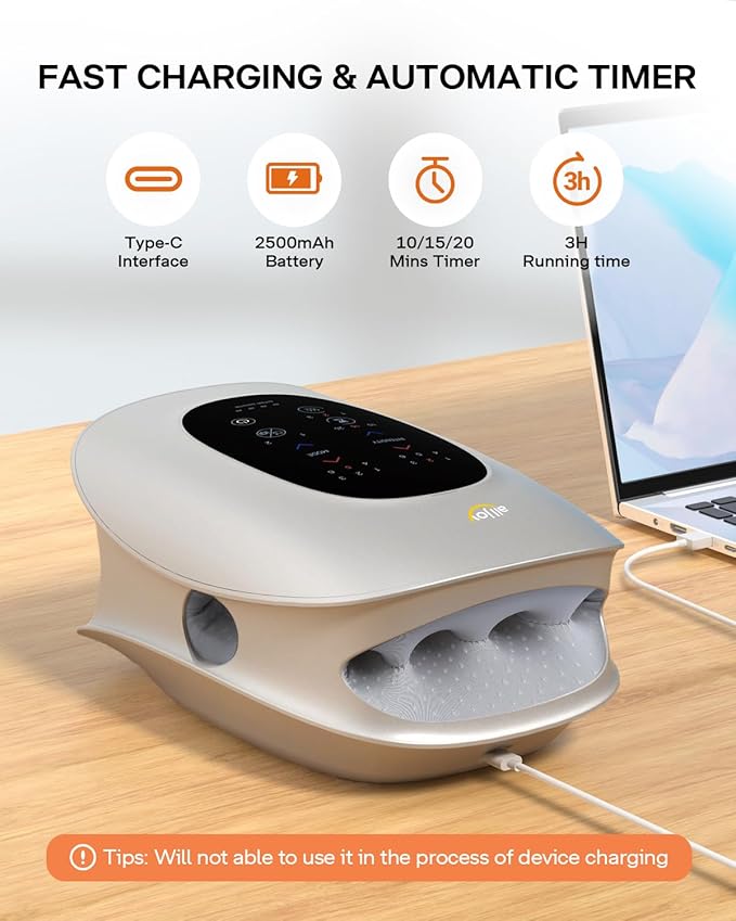 ALLJOY Hand Massager with Heat and Compression, Knuckle Stretching and Hand Massage, 6 Modes 6 Intensities 3 Heat for Arthritis and Carpal Tunnel Relief, Gifts for Women Men(Champagne)