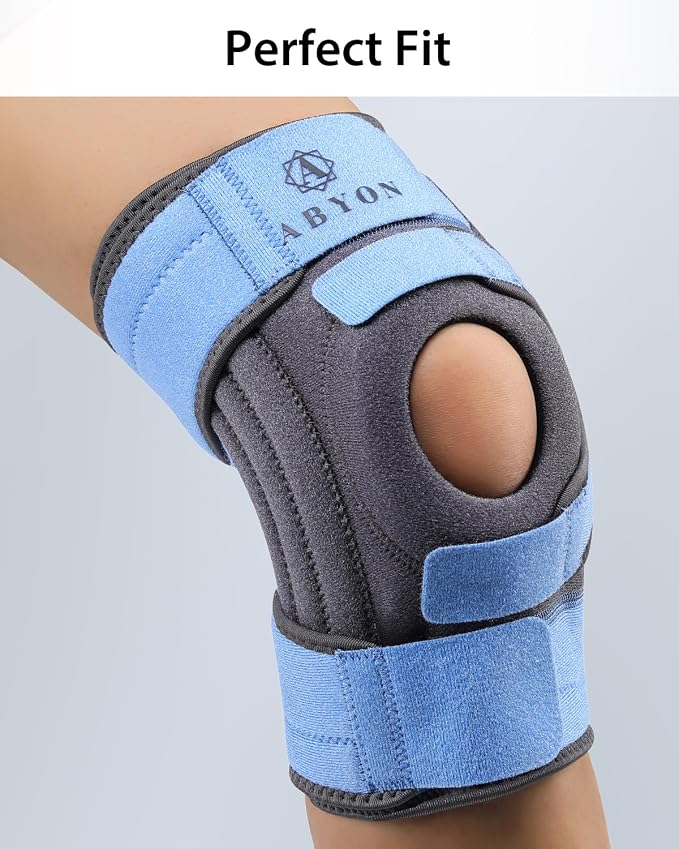 ABYON Knee Brace for Women & Men Meniscus Tear, ACL, Arthritis, Knee Support with Triple Side Stabilizers and Adjustable 360° Wraparound Strap for Maximum Knee Pain Support and Fast Recovery (SteelBlue, M)