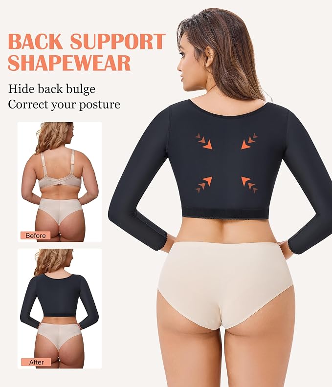 LANCS Women Upper Arm Shaper Post Surgical Compression Sleeves Slimmer Tops | Posture Corrector Vest Shapewear