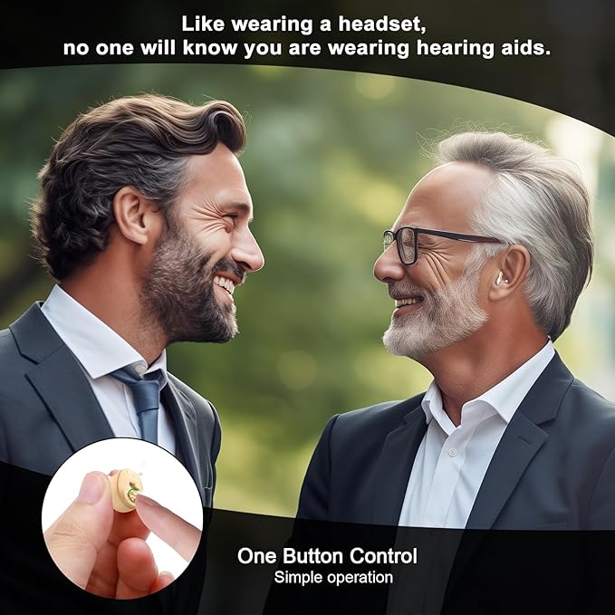 Hearing Aids for Seniors Rechargeable Not Amplifier, OTC In-the-Ear Hearing Aid, Hearing Aides for Adults Men Women Elderly Hearing Loss, Invisible Hearing Ear Buds Earbuds