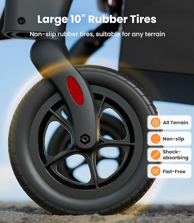 VOCIC Walkers for Seniors, Z55 2 in 1 Walker Wheelchair Combo, No-Bend Footrest, Rollator with 10" All Terrain Big Wheels, Transport Wheelchair Foldable, Rollator with Seat & Brakes, Storage Bag