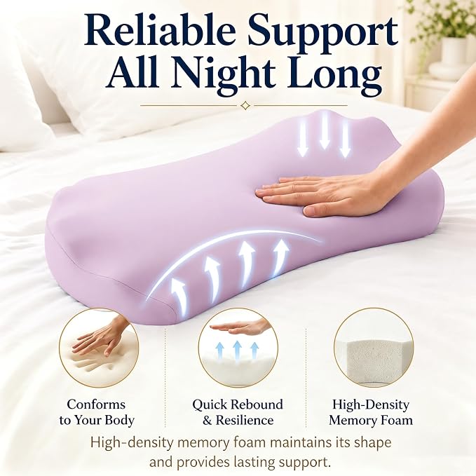 Fledano Lumbar Support Pillow for Bed – Floor Pillows & Cushions - Memory Foam Lower Back Pain Relief Pillow for Sleeping, Ergonomic Lumbar Pillow for Side & Back Sleepers, Sciatica & Hip Pain Relief