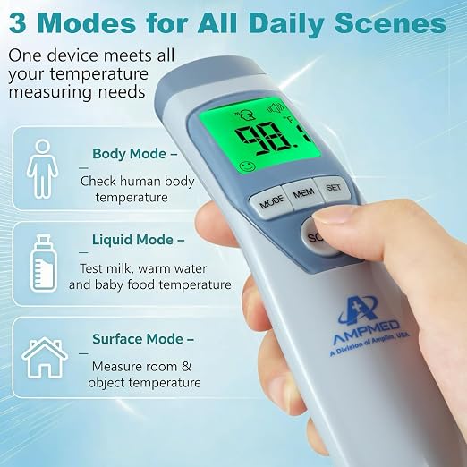 Medical No Touch Forehead Thermometer | Adults, Kids, Baby Thermometer, Fever Alarm, Memory Recall, 1 Sec Read