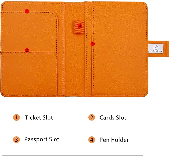 Melsbrinna Premium Leather Passport Holder Covers Case, Waterproof Rfid Blocking Travel Wallet Passport Holder with Pen Holder, Cute Passport Book for Women/Men