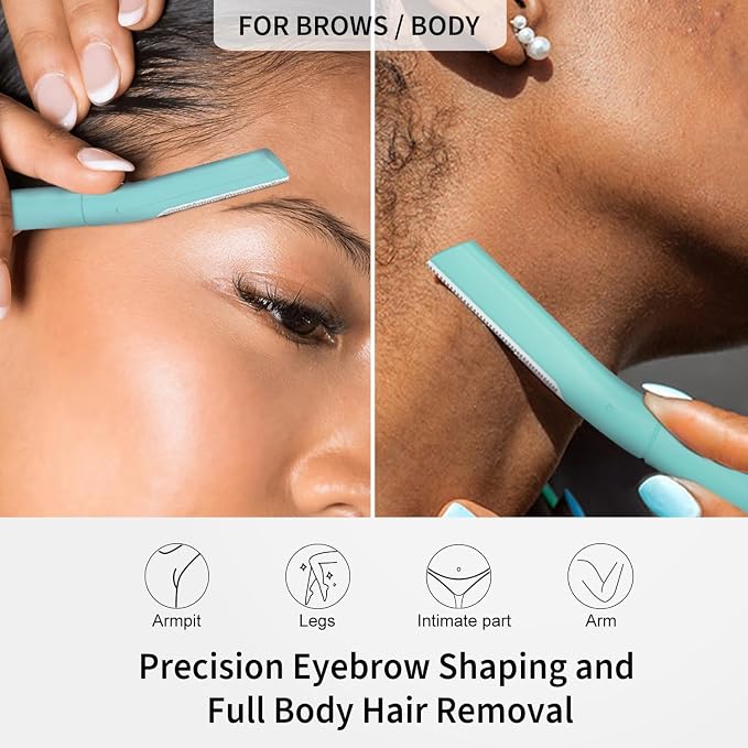 Dermaplane Razor for Women, Facial Razor, Peach Fuzz Remover, 10ct Teal | Disposable Dermaplaning Tool for Facial Hair Removal & Exfoliation, Microblade Design, Easy Replacement for Home & Travel