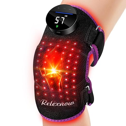 Red Light Therapy for Knee with Heat & Vibration Massage, Extension Band, Wireless Controller, 660nm&850nm Near Infrared Light Therapy Heated Device for Knee/Elbow/Shoulder