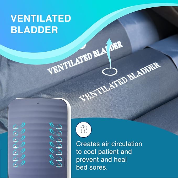 MedVance Medical Low Air Loss Mattress Replacement System with Alarm, 8 Inch with Quilted Cover Fully Digital with Remote Control, Firm Option - Blue, I Count (Pack of 1)