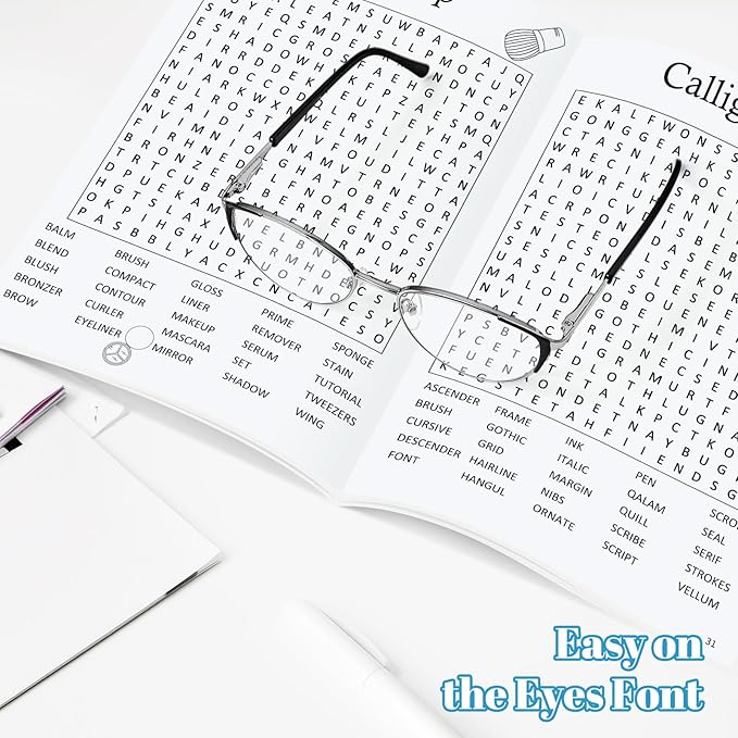 8000+ Large Print Word Search Books for Adults & Teens & Seniors, 6-Pack with 330+ Themes Puzzles Activity Books for Brain Games & Stress Relief（Innovative Shape Word Search Design）