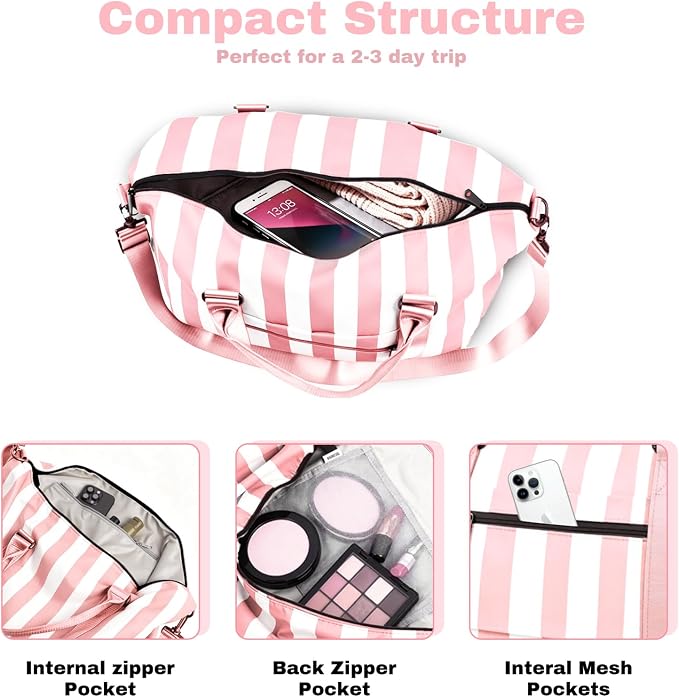 Travel Duffle Bag for Women, Carry On Weekender Tote with Trolley Sleeve | Waterproof overnight bag for gym, sports, hospital stays, labor and delivery; spacious carry-on design for short trips.
