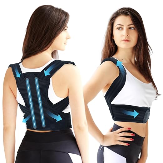 Posture Corrector for Kids Adjustable Back Straighter with Shoulder Pads Upper Back Posture Brace for Teenagers to Provide Spinal Support Improve Posture and Prevent Slouching (Large, waist size 31.5-37.5in)