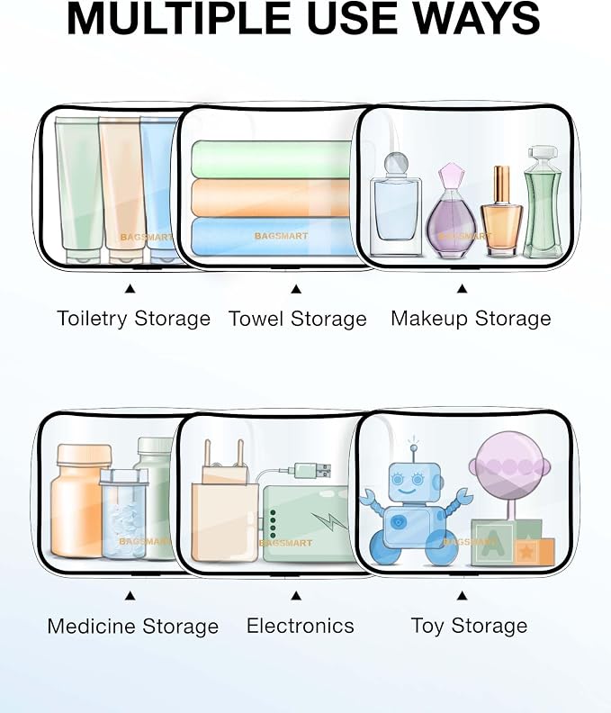 BAGSMART Clear Toiletry Bag 2-Pack TSA Approved Water-Repellent, Black | Carry on Travel Accessories Bag, Airport Airline Quart Size Bags for Women Men, Makeup Cosmetic Bag