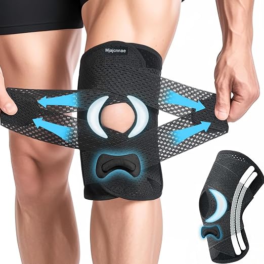 Knee Brace for Women & Men, Knee Brace for Knee Pain, Meniscus Tear, Adjustable Knee Support with Side Spring Stabilizers for Meniscus Tear, Arthritis, Patella Stability, Knee Pain Relief(X-Large)