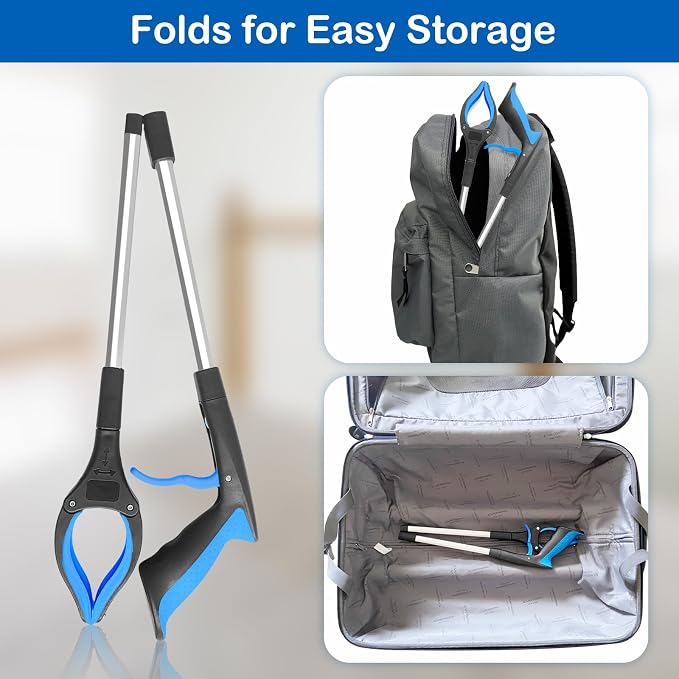 32" Grabber Reacher Tool, 1-Pack Foldable Reacher Grabber Pickup Tool with 360° Anti-Slip Rotating Jaw & Magnet, Mobility Aid Reaching Assist Tool for Trash Pick Up, Lightweight Grabber Tool