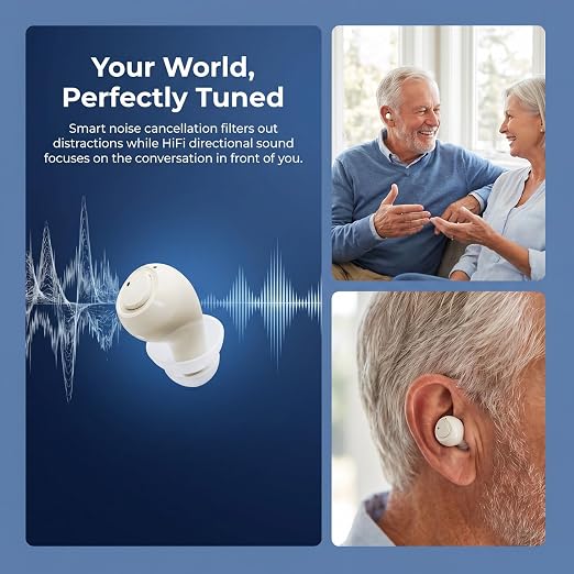 Rechargeable Hearing Aids for Seniors Intelligent Noise Cancellation Not Hearing Amplifiers for Clear Sound 16-Channel Digital Chips Super-Mini Invisible Design Comfort Fit in Ear Canal & 7-Day Ultra Standby