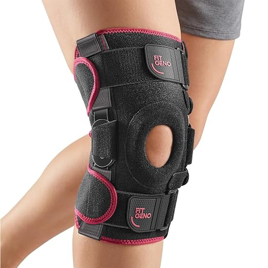 Fit Geno Hinged Knee Brace for Women: Adjustable Knee Brace with Side Stabilizers - Breathable Compression for Meniscus Tear, Arthritis, Knee Pain Relief, Injury Recovery, Running, Sports (Small)
