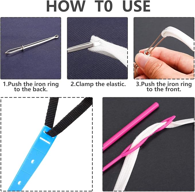 10 Pieces Bodkin Threader Drawstring Threader Set | 2 Flexible Plastic Drawstring Threader, 2 Stainless Steel Sewing Loop Turner Hook, 2 Metal Tweezers, 3 Flat Plastic Threader
