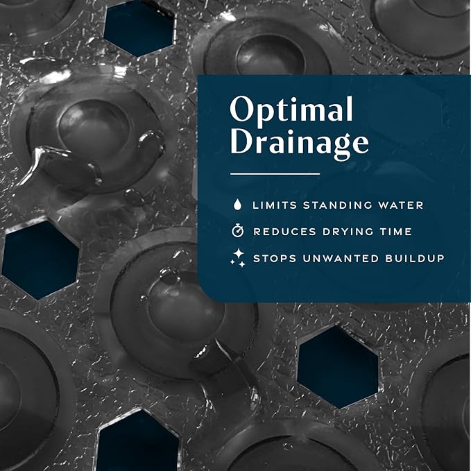 SlipX Solutions Power Grip Bathtub Safety Mat | Precision Grip Technology for Longer, Stronger, & Softer Wet Surface Protection | Clear Black 39"x16"