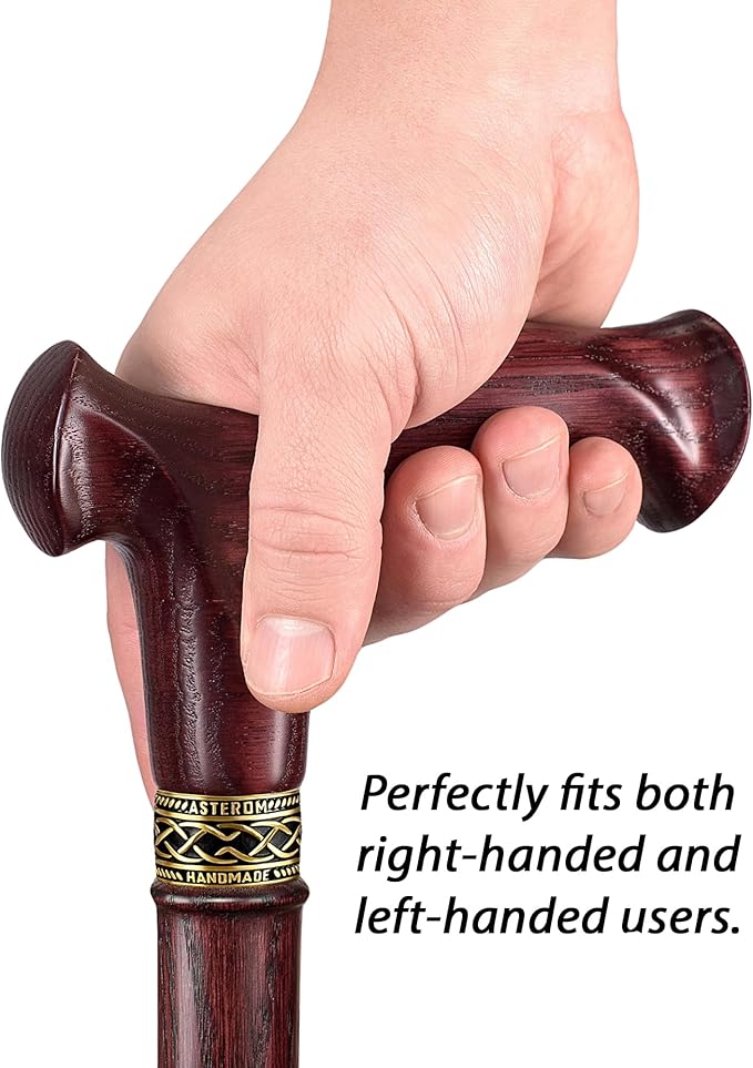 Asterom Walking Cane for Men & Women - Handmade, Ergonomic, Wooden Canes - Cool Walking Sticks for Seniors
