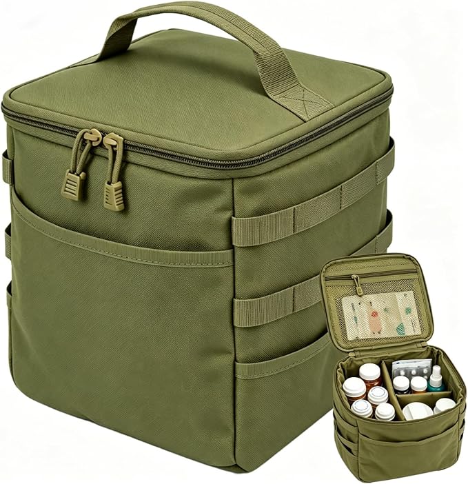 Travel Medicine Bag,Medication Pill Bottle Organizer Empty Case | Medicine Bag For Traveling,Hold Large Pill Bottles,Empty First Aid Bag